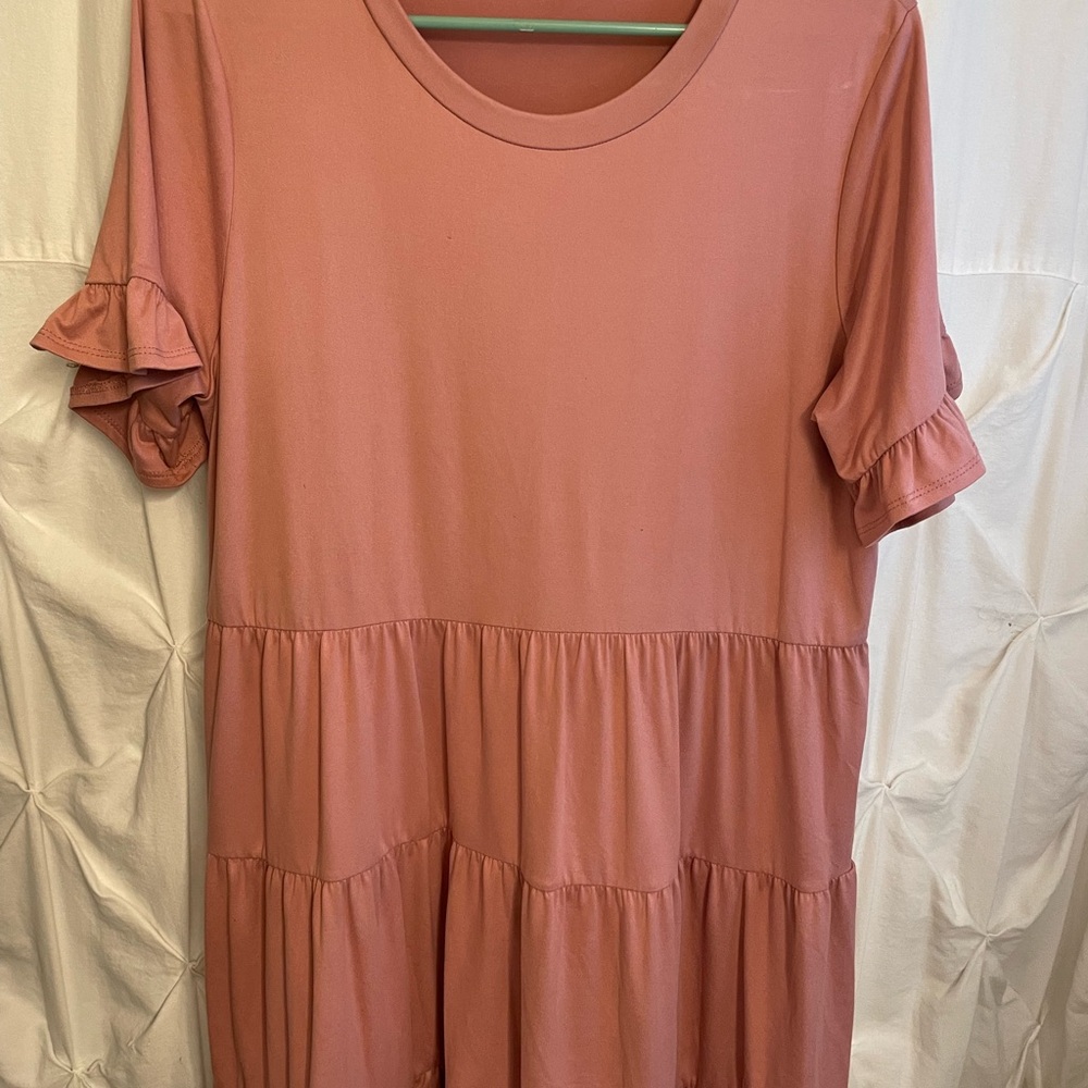 JODIFL Dusty Rose Ruffle Sleeve Tunic